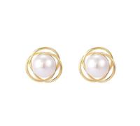 Anello Di Lusso Semplice E Leggero Circondato Da Orecchini Di Perle D'acqua Dolce, Orecchini Classici Di Alta Qualità For Le Donne