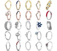 Anello di marca originale scintillante con zirconi lunari, corona di fiori, placcatura in argento alla moda, per gioielli da sposa da donna