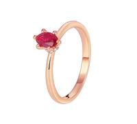 Anello Di Matrimonio Oro 18K Donna, Anello Eternity Rosso Ruby Creato In Laboratorio Solitario Oro Rosa 750 con Moissanite Misura 20
