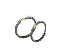 Anello di nozze con anello inciso per la coppia, anelli di coppia Eternity Sterling Regolable, rotondo con zirconia cubica anello nuziale nero