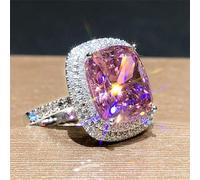 Anello di Nozze CZ Quadrato Bianco Giallo Rosa per Le Donne Elegante Anello di Fidanzamento Geometrico Gioielli Regalo Anelli Unici alla Moda