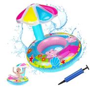 Anello di Nuoto a Forma di Animali Marini,Salvagente Neonato Galleggiante Gonfiabile del Bambino Dell'anello di Nuoto Baby Float Salvagente con Seggiolino Tettuccio Parasole Bambini Piscina Giocattolo