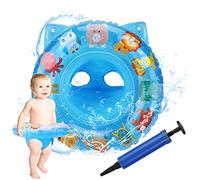 Anello di Nuoto del Fumetto, Salvagente Neonato Galleggiante Gonfiabile del Bambino Dell'anello di Nuoto del Bambino Baby Float Salvagente con Seggiolino and Gonfiatore Bambini Piscina Giocattolo,Blu