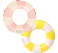 Anello di nuoto gonfiabile, Anello di Nuoto Gonfiabile Galleggiante Adulti, Vintage a Righe Ciambella Salvagente Gonfiabile, per Galleggiante per bambini adulti (Rosa+giallo)