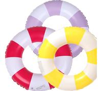 Anello di nuoto gonfiabile, Vintage a Righe Ciambella Salvagente Gonfiabile, Salvagente Adulti in PVC con Valvola d'Aria, Anelli Gonfiabili Piscina Galleggiante, Aiuto al Nuoto (rosso+giallo+viola)