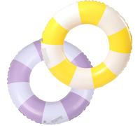 Anello di nuoto gonfiabile, Vintage a Righe Ciambella Salvagente Gonfiabile, Salvagente Adulti in PVC con Valvola d'Aria, Anelli Gonfiabili Piscina Galleggiante, Aiuto al Nuoto (viola+giallo)