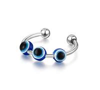 Anello di Perline Blu dell'occhio malvagio in Acciaio Inossidabile per Le Donne Uomini Creativo Vintage Turco Occhio ruotare Liberamente Anello di ansia Anti Stress