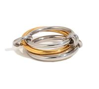 Anello di personalità creativa con temperamento alla moda Anello con diamante centrale a quattro strati per le donne, 7, Metallo, Zirconia cubica