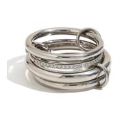 Anello di personalità creativa con temperamento alla moda Anello con diamante centrale a quattro strati per le donne, 6, Metallo, Zirconia cubica