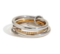 Anello di personalità creativa con temperamento alla moda Anello con diamante centrale a quattro strati per le donne, 9, Metallo, Zirconia cubica