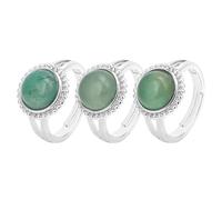 Anello di personalità in Pizzo con Perline Rotonde in Pietra Naturale, Pino Bianco, avventurina Verde, Apertura Regolabile, Gioielli Estivi creativi per Uomo e Donna, Coordinati - 1 Pezzo, avventur