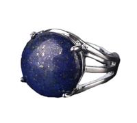 Anello di Pietra - Anello di Cristallo da Donna Anello di Pietra Naturale Anello di Perline di Sfera Avventurina Verde Quarzo Ametista Gioielli per Feste Bianchi, Lapislazzuli, Taglia Unica