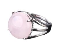 Anello di Pietra - Anello di Cristallo da Donna Anello di Pietra Naturale Anello di Perline di Sfera Avventurina Verde Quarzo Ametista Gioielli per Feste Bianchi, Quarzo Rosa, Taglia Unica