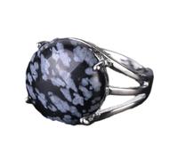 Anello di Pietra - Anello di Cristallo da Donna Anello di Pietra Naturale Anello di Perline di Sfera Avventurina Verde Quarzo Ametista Gioielli per Feste Bianchi, Pietra di Fiocco di Neve, Taglia Un