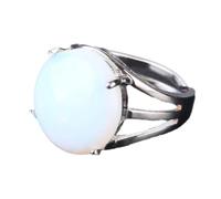 Anello di Pietra - Anello di Cristallo da Donna Anello di Pietra Naturale Anello di Perline di Sfera Avventurina Verde Quarzo Ametista Gioielli per Feste Bianchi, Opale, Taglia Unica