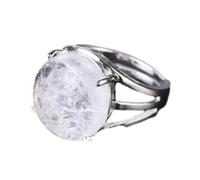 Anello di pietra - Anello di cristallo da donna Anello di pietra naturale Anello di perline di sfera Avventurina verde Quarzo ametista Gioielli per feste bianchi,Cristallo bianco,Taglia unica