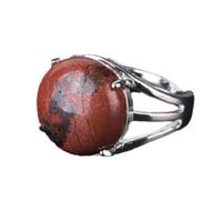 Anello di Pietra - Anello di Cristallo da Donna Anello di Pietra Naturale Anello di Perline di Sfera Avventurina Verde Quarzo Ametista Gioielli per Feste Bianchi, Diaspro Rosso, Taglia Unica