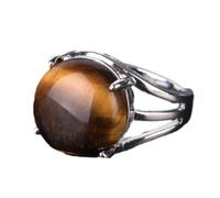 Anello di Pietra - Anello di Cristallo da Donna Anello di Pietra Naturale Anello di Perline di Sfera Verde avventurina Ametista Quarzo Bianco Gioielli per Feste, Occhio di Tigre, Taglia Unica