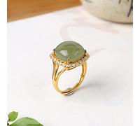 Anello di Pietra Anello di Pietra Naturale di Giada Verde Donna Anello di Apertura Regolabile Quadrato Anelli Delicati Classici Regalo di Festa di San Patrizio Gioielli per Moglie Fidanzata Mamma
