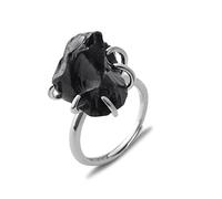 Anello di Pietra Anello in Pietra Naturale di Ossidiana Anello Irregolare A Sei Artigli Anello di Apertura Regolabile Elegante Delicato Semplice Dichiarazione Classica Regalo di San Valentino per Mo