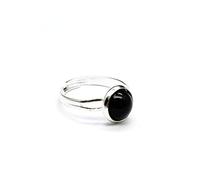 Anello di Pietra Anello Tondo in Pietra Naturale di Ossidiana da Donna Anello Apribile Regolabile Anello Impilabile Vintage Semplice Anello Regalo per La Festa della Mamma Gioielli per Mamma Moglie