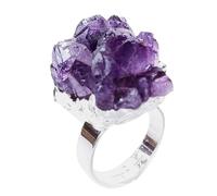 Anello di pietra del quarzo naturale | Anello di viola personalizzabile - gioielli bohémien artigianali, ornamento di energia spirituale, regalo di di moda raro per il matrimonio d