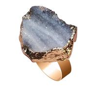 Anello di pietra del quarzo naturale | Anello di viola personalizzabile - gioielli bohémien artigianali, ornamento di energia spirituale, regalo di di moda raro per il matrimonio d