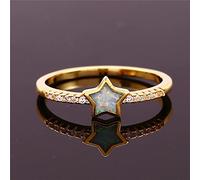 Anello di Pietra di Opale di Fuoco Bianco Blu Femminile Carino Anello di Fidanzamento Color Argento Dorato con Ciondolo A Forma di Stella di Cristallo per Le Donne