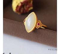 Anello di Pietra Giada Bianca Pietra Naturale Apertura Regolabile Forme Geometriche Anello Castone Dichiarazione Anelli Classici Regalo di San Patrizio per Mamma Sorella Moglie E Fidanzata