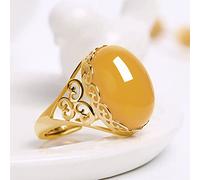 Anello di Pietra Giada Gialla Anello di Pietra Naturale Anello di Apertura Regolabile da Donna Anelli di Dichiarazione Vintage Regalo di Festa di San Patrizio Gioielli per Moglie Fidanzata Mamma