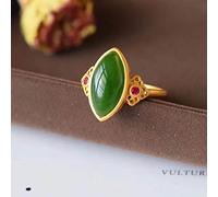 Anello di Pietra Verde Giada Pietra Naturale Apertura Regolabile Forme Geometriche Anello Castone Dichiarazione Anelli Classici Regalo di San Patrizio per Mamma Sorella Moglie E Fidanzata