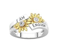 Anello Di Potenziamento Della Fiducia | Cinturino In Lega D'ispirazione Con Iscrizione I Am Enough - Ottimo Per Anniversari, Dichiarazioni Di Potere, Celebrazioni Di San Eventi Cocktail