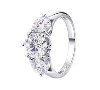 Anello di promessa per la migliore amica, anello per proposta di matrimonio, 6 griffe, rotondo, 8 x 8 mm, con moissanite da 2 carati, in oro bianco