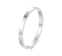 Anello di promessa per lei, anelli da donna con superficie liscia in oro bianco/platino 950, Q 1/2, Platino 950, Non pietra preziosa