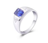 Anello di promessa per me stesso, set di gioielli geometrici semplici da donna, P 1/2, Argento Sterling 925, Zaffiro creato in laboratorio