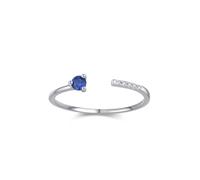 Anello di promessa unico, bellissimo regalo per le donne, design aperto, con zaffiro rotondo da 0,25 ct e moissanite oro bianco platino, misura J 1/2
