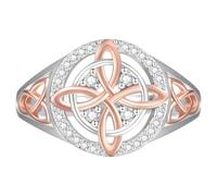 Anello di protezione bicolore con nodo da stregoneria, con zirconia cubica, comodo gioiello in rame per uso quotidiano e per feste, ideale come regalo di compleanno e festa della mamma per lei, rame