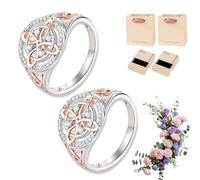 Anello di protezione fatto a mano con nodo da strega, anello bicolore con zirconia cubica, gioielli fatti a mano, argento Sterling e regalo significativo per i propri cari, Acciaio inossidabile