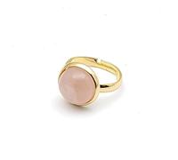 Anello di Quarzo Rosa Naturale Tondo Color Oro - Anelli Regolabili da Donna in Cristallo con Pietra per Equilibrio Reiki alla Caviglia ed Eternità