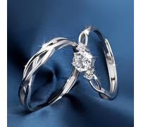 Anello di regolabile in sterling 925 stile moissanite, oro 18K, design ed elegante per fidanzamento, matrimonio, anniversario - 6g