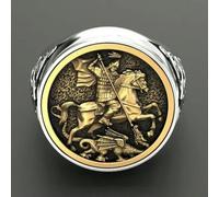 Anello di San Giorgio Che Uccide Il Diavolo e Il Drago, Cavaliere Romano, Motociclista, Regalo Religioso per Uomo - 1# - 10
