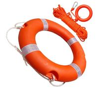 Anello di sicurezza da 58,4 cm, anelli di salvataggio per barche con corda salvavita galleggiante in acqua, 2,5 m, standard internazionale da 1,5 kg, boa ad anello con striscia riflettente