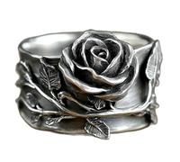 Anello di tendenza alla moda alla moda semplice retrò rosa esagerata atmosfera anello di fascia alta, 9, Metallo, Zirconia cubica