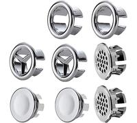 Anello di troppo pieno-WENTS 8PCS Troppopieno per lavello per lavabo sifone per lavello tondo foro troppopieno tappo foro di inserto in ricambi per cucina cromato per bagno cucina