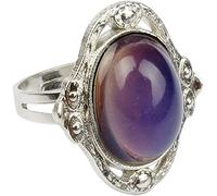 Anello di Umore Che Cambia Colore con Pietra di Luna simulata di Forma Rotonda, Anello di Dito con sentimento emotivo per Ragazza dei Bambini Convenient Design