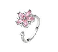 Anello di zircone romantico fiore di ciliegio, anello di apertura fiore di rame, accessori piccoli e delicati, adatto per feste studentesche, medicazione quotidiana, datazione e donne mature leggere