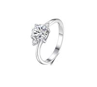 Anello dichiarato, con dito indice, design attorcigliato con moissanite circolare da 0,5 ct, oro bianco 18 carati, misura 65 (20,7)