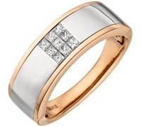 Anello Donna 9 Diamanti Brillanti Princess-Schliff 585 Oro Rosso Oro Rosa