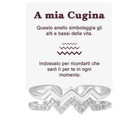 Anello Donna A mia Cugina per Cugine Donne Ragazze in Argento Sterling 925 Ispirazionale e di Incoraggiamento Alti e Bassi Regolabile - Cofanetto con DEDICA incluso (Alti e Bassi - Cugina)