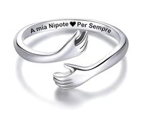 Anello Donna A mia Nipote per Sempre in Argento Sterling 925 - Regalo Compleanno Natale per Nipoti, Nonna, Zia - Anello Regolabile - Cofanetto incluso (A mia Nipote per Sempre, Regolabile)